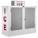 A white Leer ice merchandiser with galvanized steel doors and the word "Ice" on it.