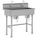 Advance Tabco FC-FM-40KV 16-Gauge Multi-Station Hand Sink with 8" Deep Bowl and 2 Knee Valve Faucets - 40" x 19 1/2" Main Thumbnail 1