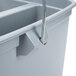 A Rubbermaid gray bucket with a handle and divider.