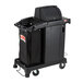 Suncast CCH200 Black Sub-Compact Janitor / Housekeeping Cart with Bag, Lockable Hood, and Non-Marring Wall Bumpers Main Thumbnail 1