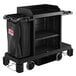 Suncast HKC2000 Black Premium Janitor / Housekeeping Cart with Adjustable Caster System, Bag, and Non-Marring Wall Bumpers Main Thumbnail 1