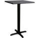 A black Lancaster Table & Seating square counter height table with a black metal base.