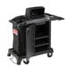 Suncast HKCCH200 Black Premium Compact Janitorial / Housekeeping Cart with Bag, Lockable Hood, and Non-Marring Wall Bumpers Main Thumbnail 1