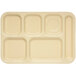 A tan tray with six rectangular compartments.