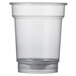 A ReverseTap clear plastic cup with a lid on it.