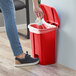 Lavex Janitorial 16 Qt. / 4 Gallon Red Rectangular Step-On Trash Can Main Thumbnail 1