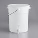 A white plastic water bucket with a spout.