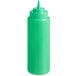 A green plastic Choice wide mouth squeeze bottle with a lid.