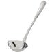 An Acopa stainless steel ladle with a long handle and a spout.