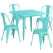 Lancaster Table & Seating Alloy Series 36" x 36" Seafoam Dining Height Outdoor Table with 4 Industrial Cafe Chairs Main Thumbnail 3