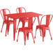 Lancaster Table & Seating Alloy Series 48" x 30" Red Dining Height Outdoor Table with 4 Industrial Cafe Chairs Main Thumbnail 3