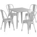Lancaster Table & Seating Alloy Series 32" x 32" Silver Dining Height Outdoor Table with 4 Industrial Cafe Chairs Main Thumbnail 3