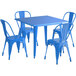 Lancaster Table & Seating Alloy Series 36" x 36" Blue Dining Height Outdoor Table with 4 Industrial Cafe Chairs Main Thumbnail 3