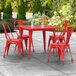 Lancaster Table & Seating Alloy Series 36" x 36" Red Dining Height Outdoor Table with 4 Industrial Cafe Chairs Main Thumbnail 1