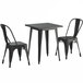 Lancaster Table & Seating Alloy Series 24" x 24" Black Dining Height Outdoor Table with 2 Industrial Cafe Chairs Main Thumbnail 3