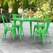 Lancaster Table & Seating Alloy Series 36" x 36" Green Dining Height Outdoor Table with 4 Industrial Cafe Chairs Main Thumbnail 1