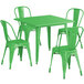 Lancaster Table & Seating Alloy Series 36" x 36" Green Dining Height Outdoor Table with 4 Industrial Cafe Chairs Main Thumbnail 3