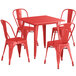 Lancaster Table & Seating Alloy Series 32" x 32" Red Dining Height Outdoor Table with 4 Industrial Cafe Chairs Main Thumbnail 3