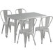 Lancaster Table & Seating Alloy Series 48" x 30" Silver Dining Height Outdoor Table with 4 Industrial Cafe Chairs Main Thumbnail 3