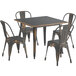 Lancaster Table & Seating Alloy Series 36" x 36" Square Distressed Copper Dining Height Outdoor Table with 4 Industrial Cafe Chairs Main Thumbnail 1