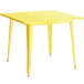 Lancaster Table & Seating Alloy Series 36" x 36" Yellow Dining Height Outdoor Table with 4 Industrial Cafe Chairs Main Thumbnail 4