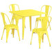 Lancaster Table & Seating Alloy Series 36" x 36" Yellow Dining Height Outdoor Table with 4 Industrial Cafe Chairs Main Thumbnail 3