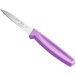 A purple Choice serrated edge paring knife with a purple handle.