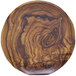 A wooden Elite Global Solutions melamine plate with a swirl pattern.