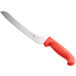 A Choice bread knife with a red handle.