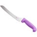 A Choice bread knife with a purple handle.
