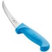 A Choice 6" Curved Stiff Boning Knife with a blue handle.