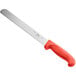 A Choice 10" serrated bread knife with a red handle.
