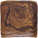 A square wood grain melamine plate with a swirl pattern.