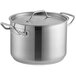 A Vigor stainless steel stock pot with a lid.