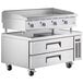 Cooking Performance Group G48T 48 inch Gas Countertop Griddle with Thermostatic Controls and 48 inch, 2 Drawer Refrigerated Base - 120,000 BTU