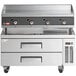 Cooking Performance Group 48L Ultra Series 48" Chrome Plated Liquid Propane 4-Burner Countertop Griddle and 48", 2 Drawer Refrigerated Base - 120,000 BTU Main Thumbnail 5