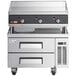 Cooking Performance Group 36N Ultra Series 36" Chrome Plated Natural Gas 3-Burner Countertop Griddle and 36", 2 Drawer Refrigerated Base - 90,000 BTU Main Thumbnail 4
