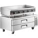 Cooking Performance Group 60N Ultra Series 60" Chrome Plated Natural Gas 5-Burner Countertop Griddle and 2 Drawer Refrigerated Base - 150,000 BTU Main Thumbnail 1