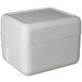 An insulated white styrofoam cooler with a lid.