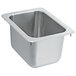 A stainless steel Vollrath drop-in sink with a square bottom.