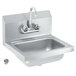 Vollrath K1410-C 17" x 15" 20-Gauge Stainless Steel Wall Mounted Hand Sink with Strainer and Gooseneck Faucet - 5 1/2" Deep Main Thumbnail 2