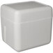 A white foam cube cooler with a lid on it.
