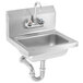 Vollrath K1410-CP 17" x 15" 20-Gauge Stainless Steel Wall Mounted Hand Sink with Strainer, P-Trap, and Gooseneck Faucet - 5 1/2" Deep Main Thumbnail 1