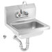 Vollrath K1410-CP 17" x 15" 20-Gauge Stainless Steel Wall Mounted Hand Sink with Strainer, P-Trap, and Gooseneck Faucet - 5 1/2" Deep Main Thumbnail 2