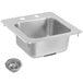 Vollrath K1554-C 15" x 15" 1 Compartment 20-Gauge Stainless Steel Drop-In Bar Sink with Strainer and Gooseneck Faucet - 6 3/16" Deep Main Thumbnail 2