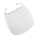 A San Jamar white face shield with a clear plastic cover and white plastic headband.