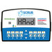 A grey Kitchen Brains Scrub Buddy digital timer with blue and white accents and black numbers on a digital screen.
