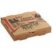 A Choice kraft cardboard pizza box with a picture on it.