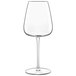 A close-up of a Luigi Bormioli Chardonnay wine glass with a stem on a white background.