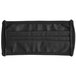 A black fabric Mercer Culinary youth face mask in a black zipper pouch.